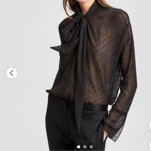 Theory Metallic Silk Shirt with cami MSRP $395 NWOT